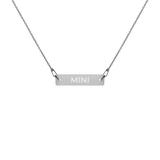 "MINI" Engraved Silver Bar Chain Necklace